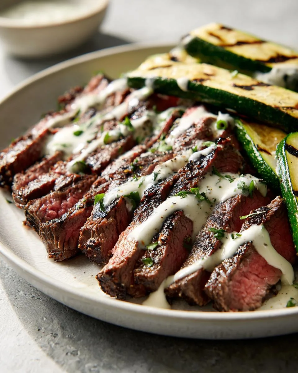 Grilled Steak Bowl with Sauce & Grilled Zucchini - detail 2
